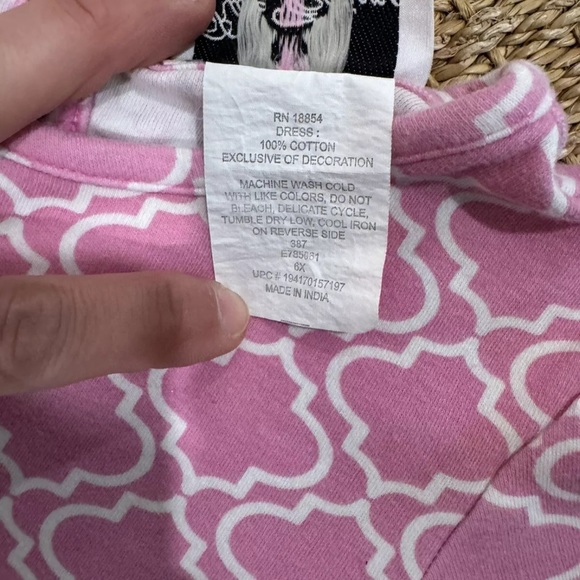RARE EDITIONS Girls Pink Printed Dress With Lace Bottom SIZE 6X - Picture 6 of 7